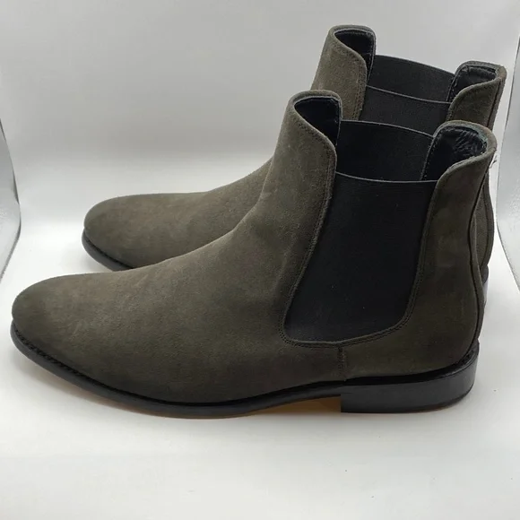 Thursday Boot Company Dark Olive Suede Chelsea Boots - Picture 3 of 10